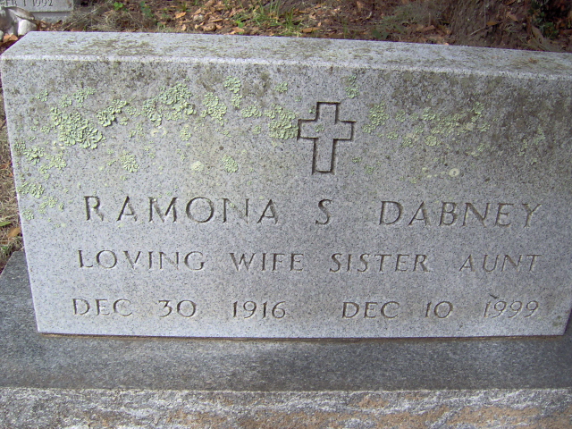 Headstone for Dabney, Ramona S.